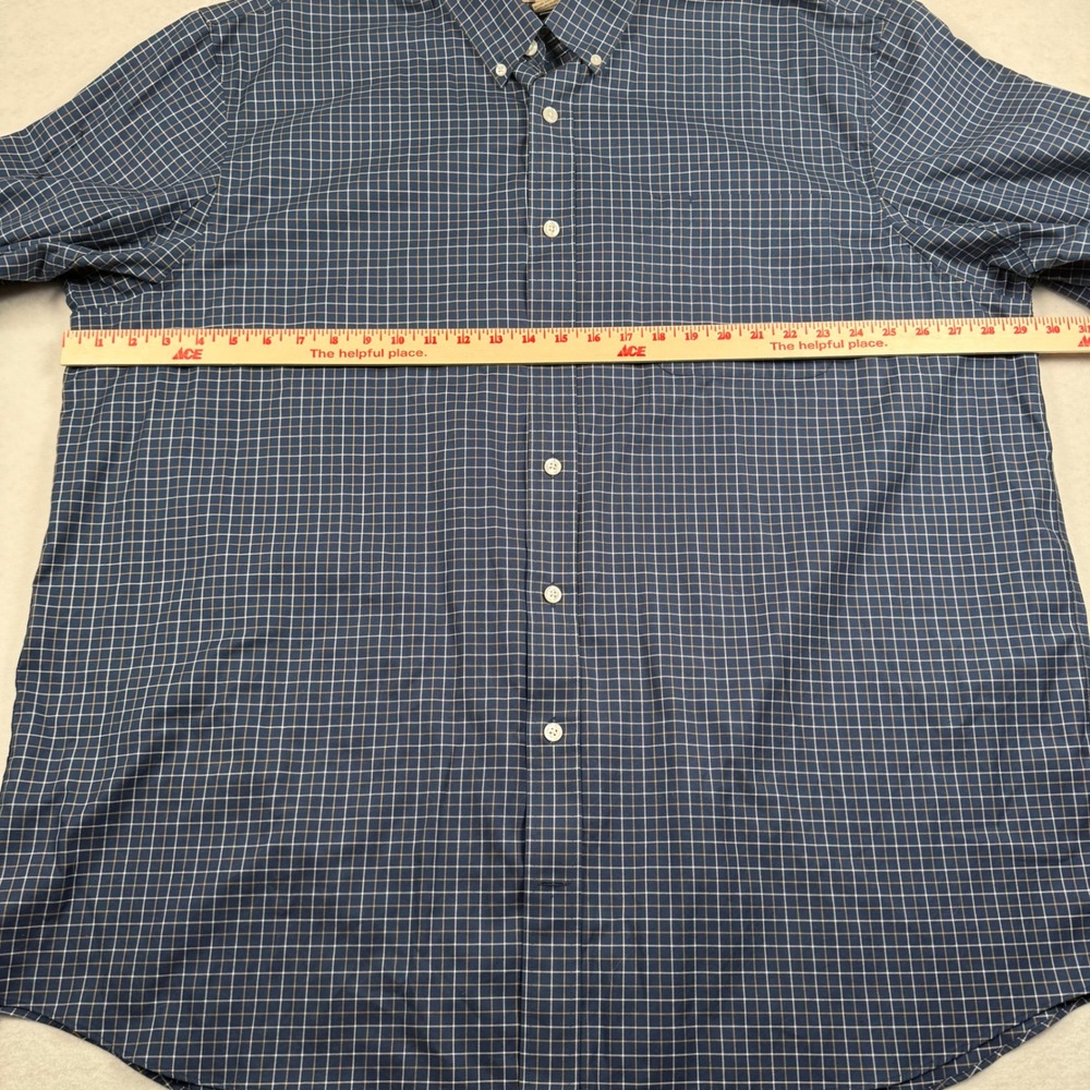 Duluth Trading Co Wrinklefighter Button Down Shirt Mens 3XL Tall Blue Grid Check - Picture 4 of 9